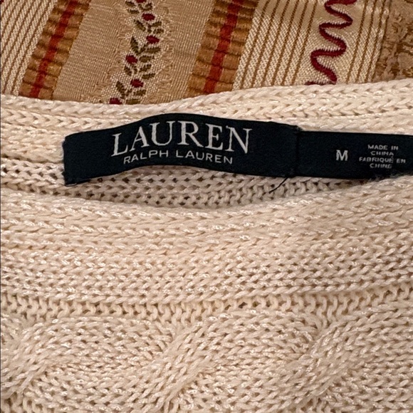 NWOT Ralph Lauren Classic Cream Cable Knit Sweater, 
Cotton Blend, Washable, M - Picture 4 of 8